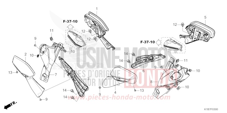 MIRROR for Forza 350 MAT CYNOS GRAY METALLIC (NH312) from 2021
